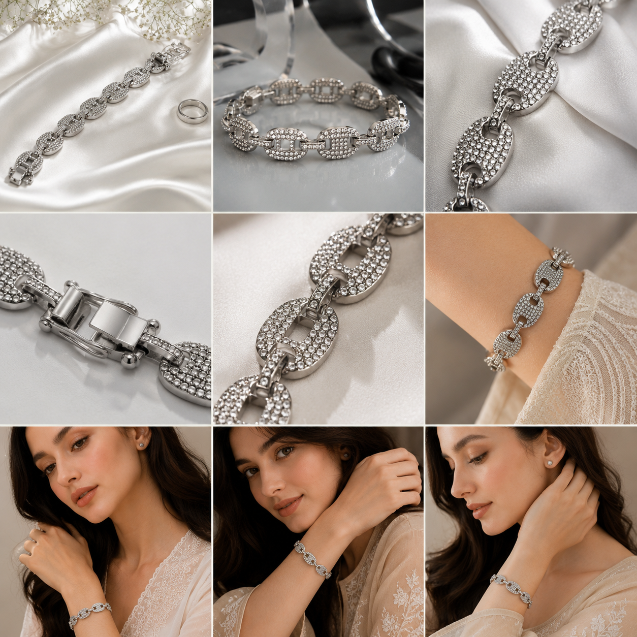 Luxury Crystal Link Bracelet – Elegant Statement Jewelry for Women