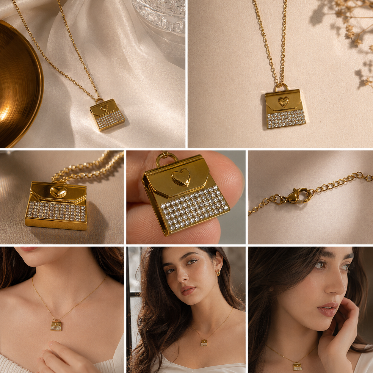 Luxury Crystal Handbag Pendant Necklace