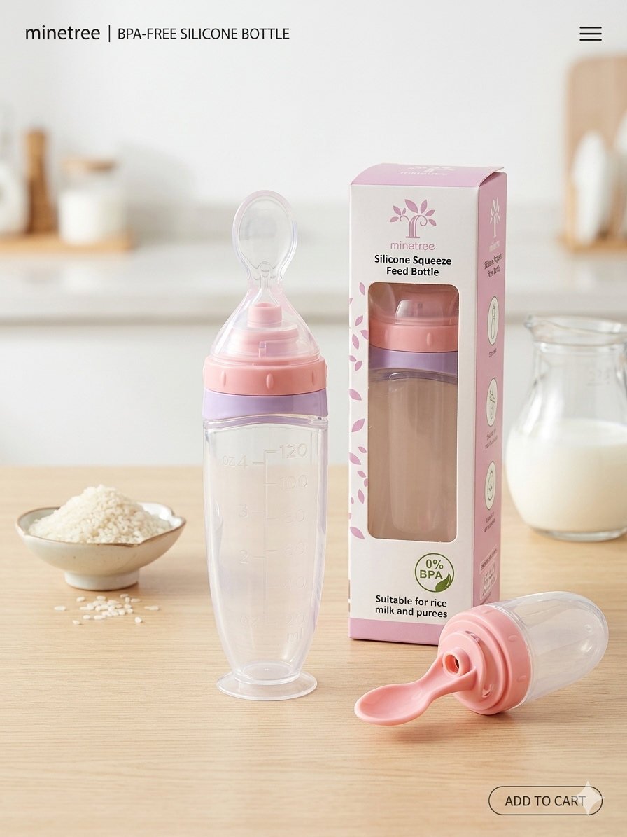 Minetree Premium Silicone Squeeze Feeding Bottle (120ml)