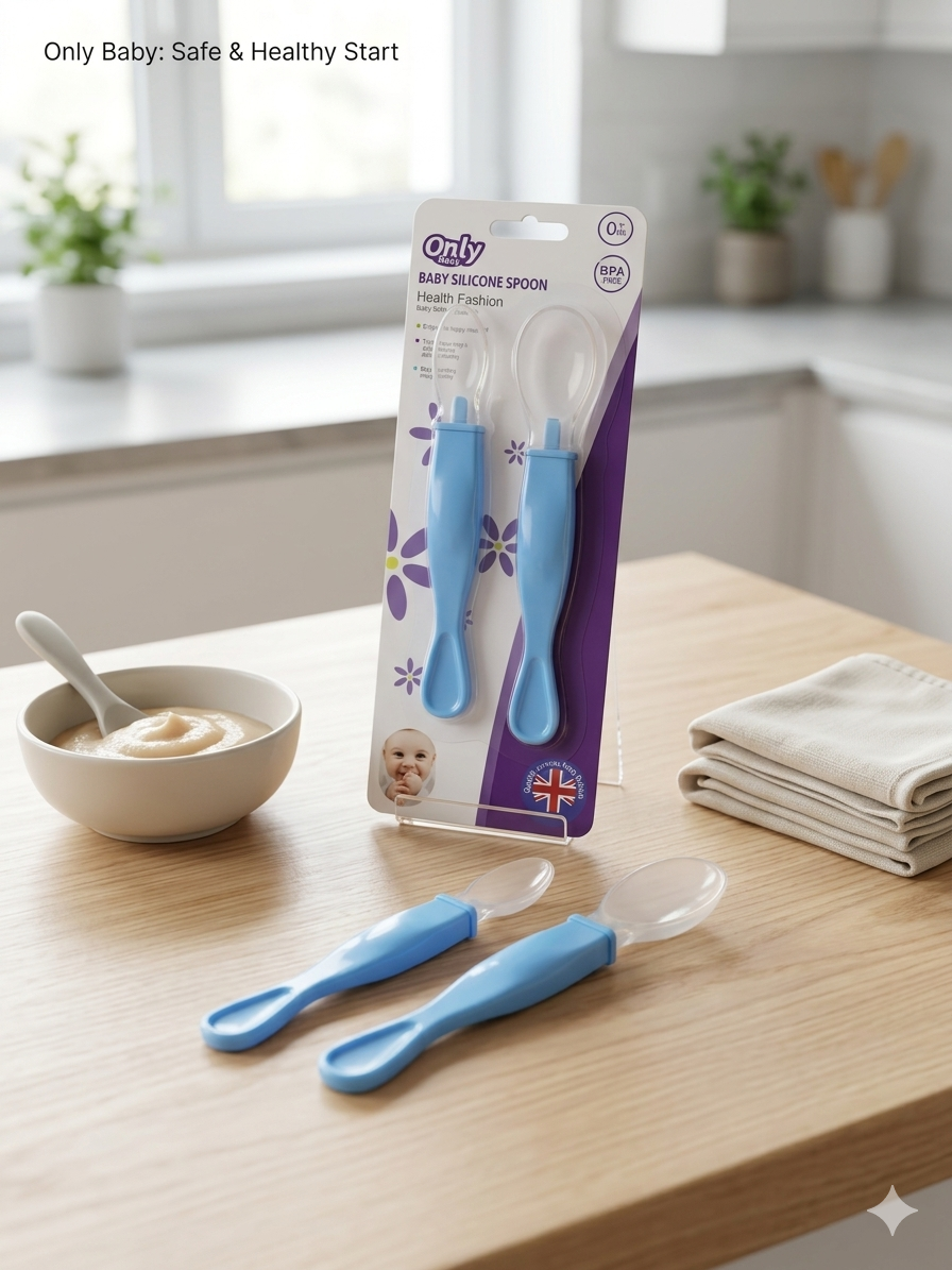 2-Piece Baby Silicone Spoon Set – Soft Infant Training Spoons for Weaning & Self-Feeding