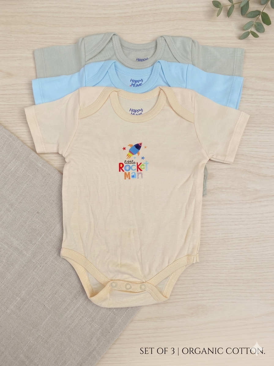 Little Rocket Man – Organic Cotton Baby Onesies (Set of 3)