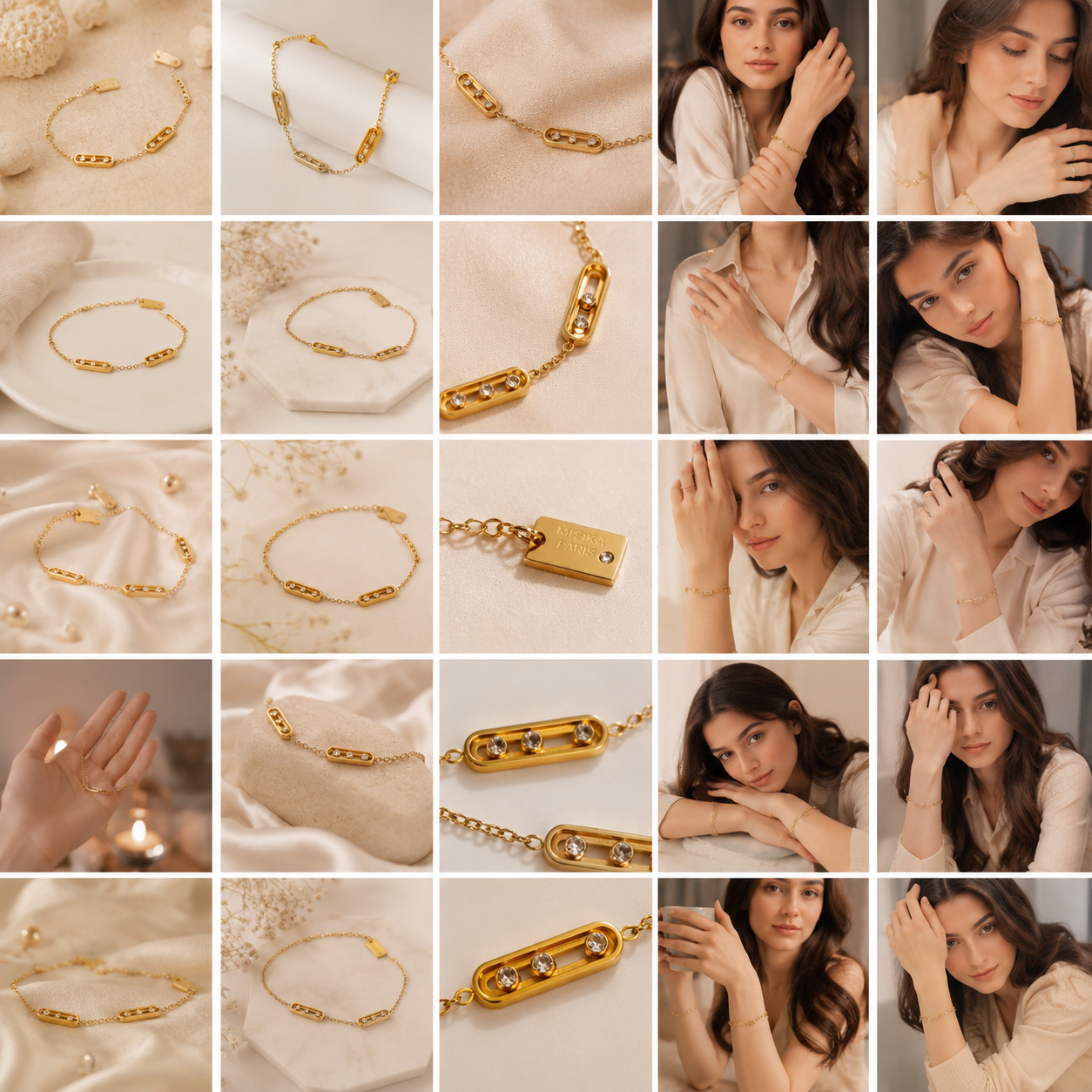 Luxury Geometric Crystal Link Bracelet – Elegant Minimalist Bracelet for Women