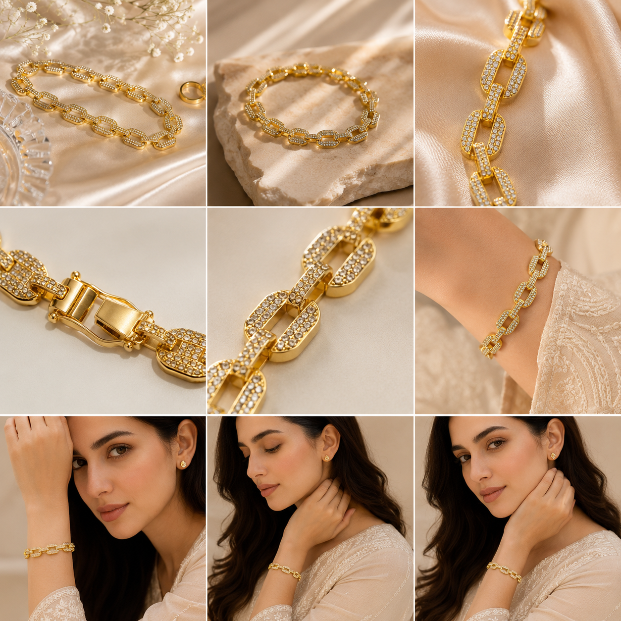 Luxury Crystal Link Bracelet – Elegant Statement Jewelry for Women