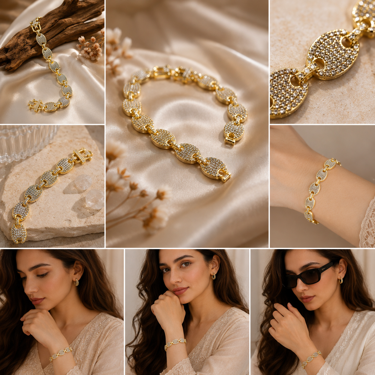 Luxury Pavé Link Bracelet – Elegant Statement Jewelry for Women