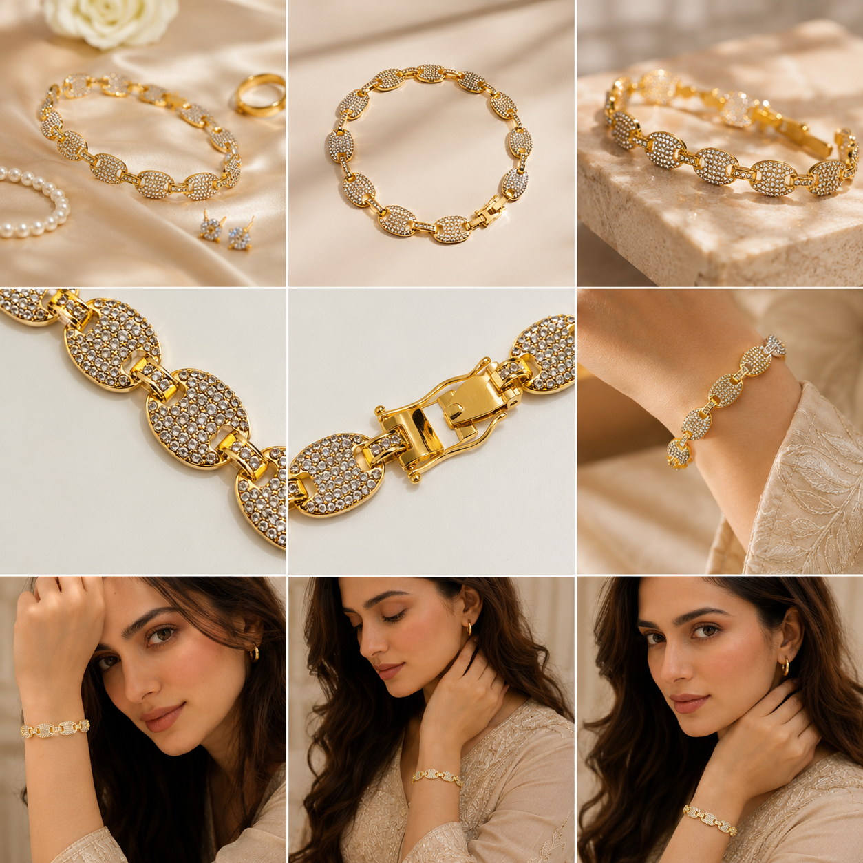 Luxury Pavé Link Bracelet – Elegant Statement Jewelry for Women