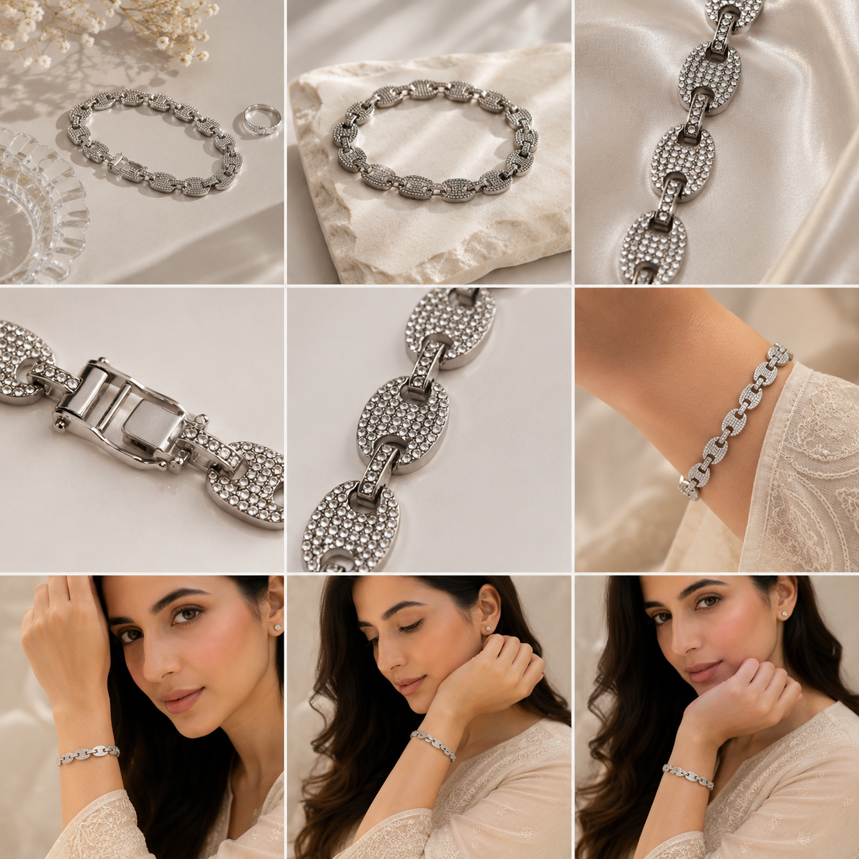 Luxury Pavé Link Bracelet – Elegant Statement Jewelry for Women