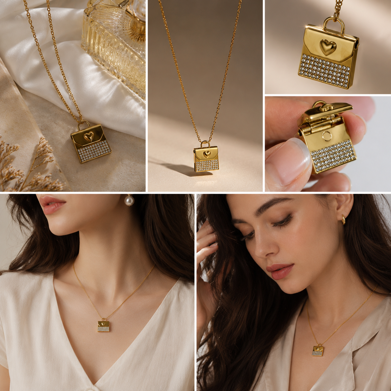 Luxury Crystal Handbag Pendant Necklace
