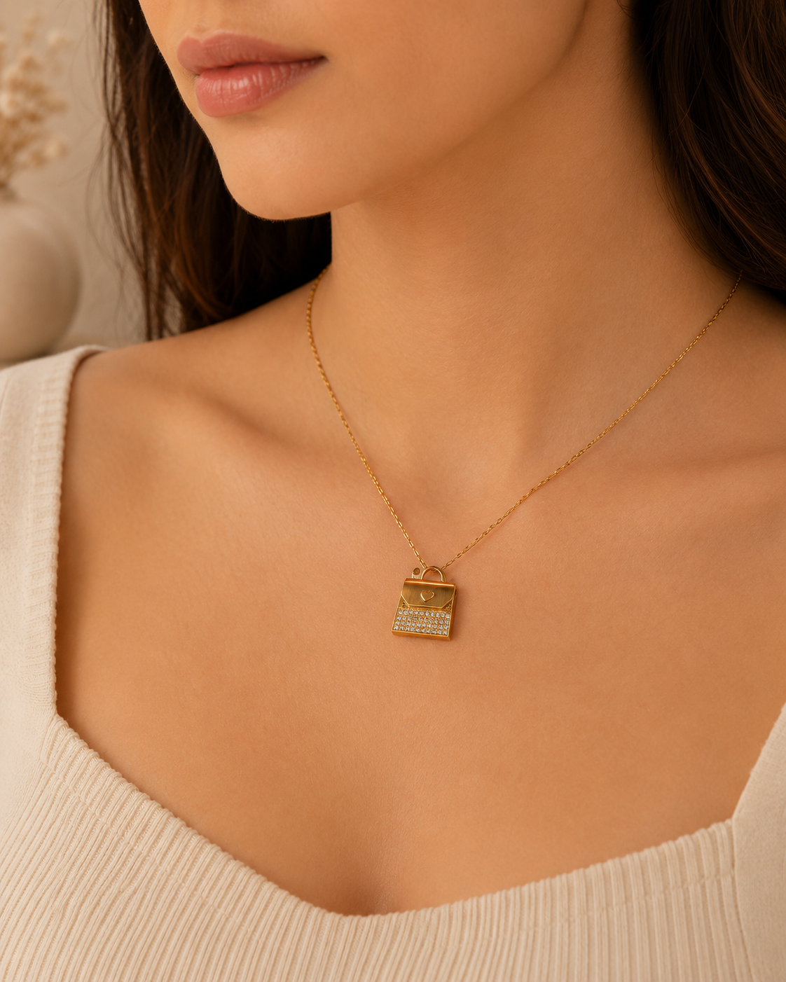 Luxury Crystal Handbag Pendant Necklace