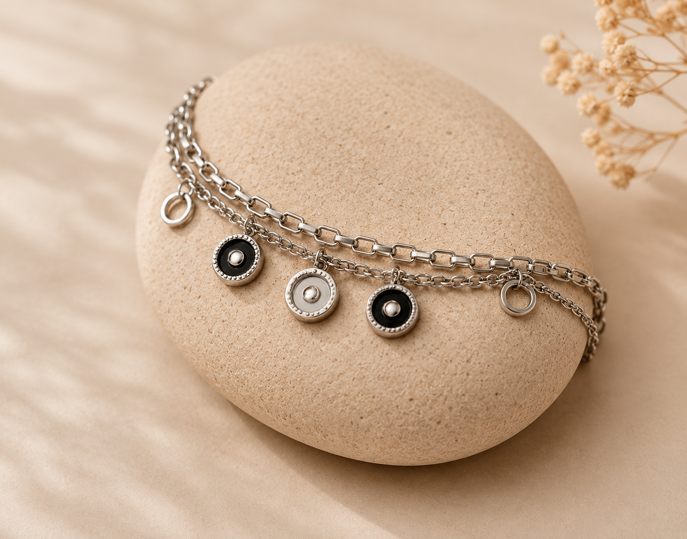 Luxury Multi-Layer Charm Bracelet – Elegant Silver Charm Bracelet for Women