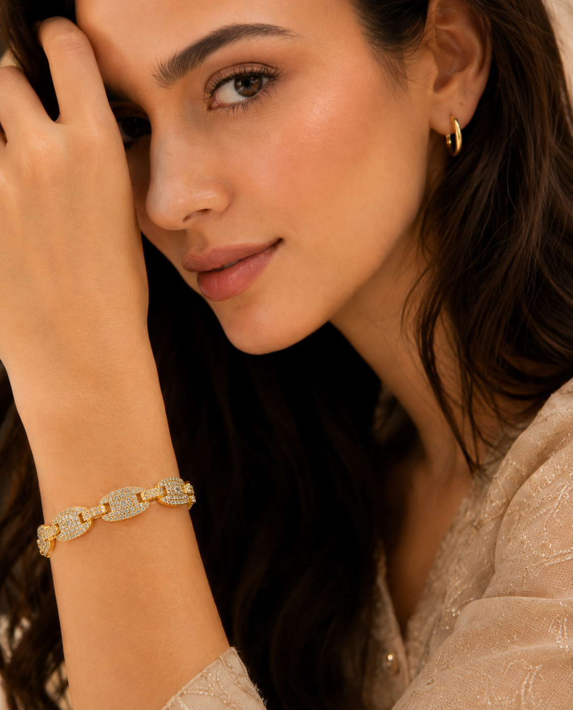 Luxury Pavé Link Bracelet – Elegant Statement Jewelry for Women