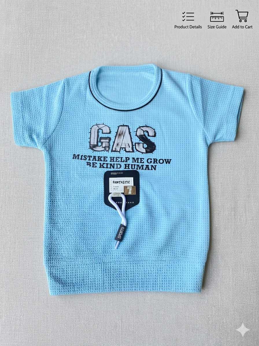 Kids' "GAS" Textured Tee & Denim Shorts Two-Piece Set
