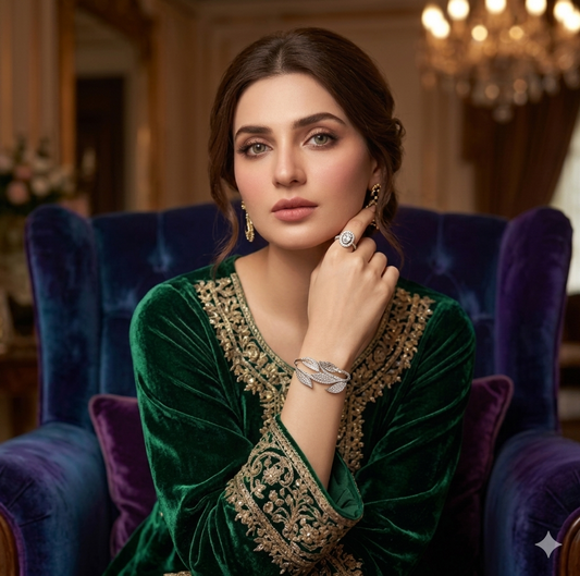 Everlasting Grace" Leaf Motif Zircon Bracelet