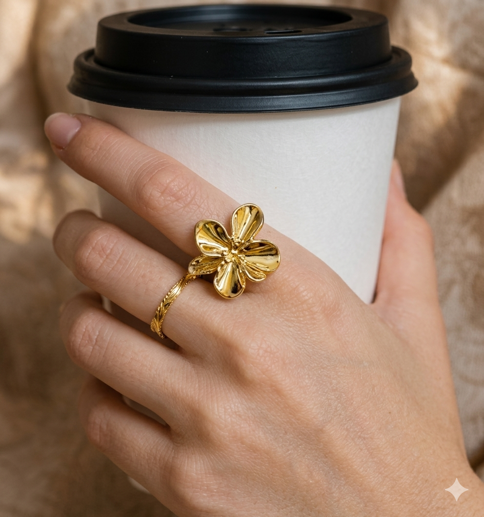 Petal Bloom Statement Ring | Alifbaay Floral Harmony Collection
