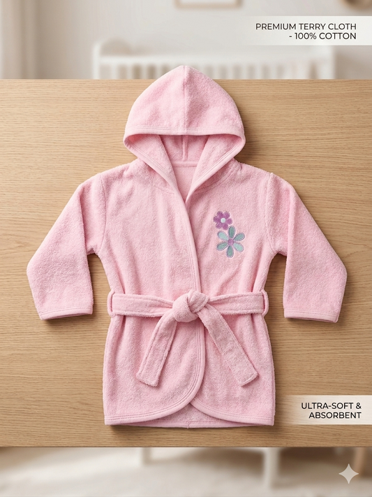 Premium Soft Cotton Hooded Baby Bathrobe – Ultra-Absorbent