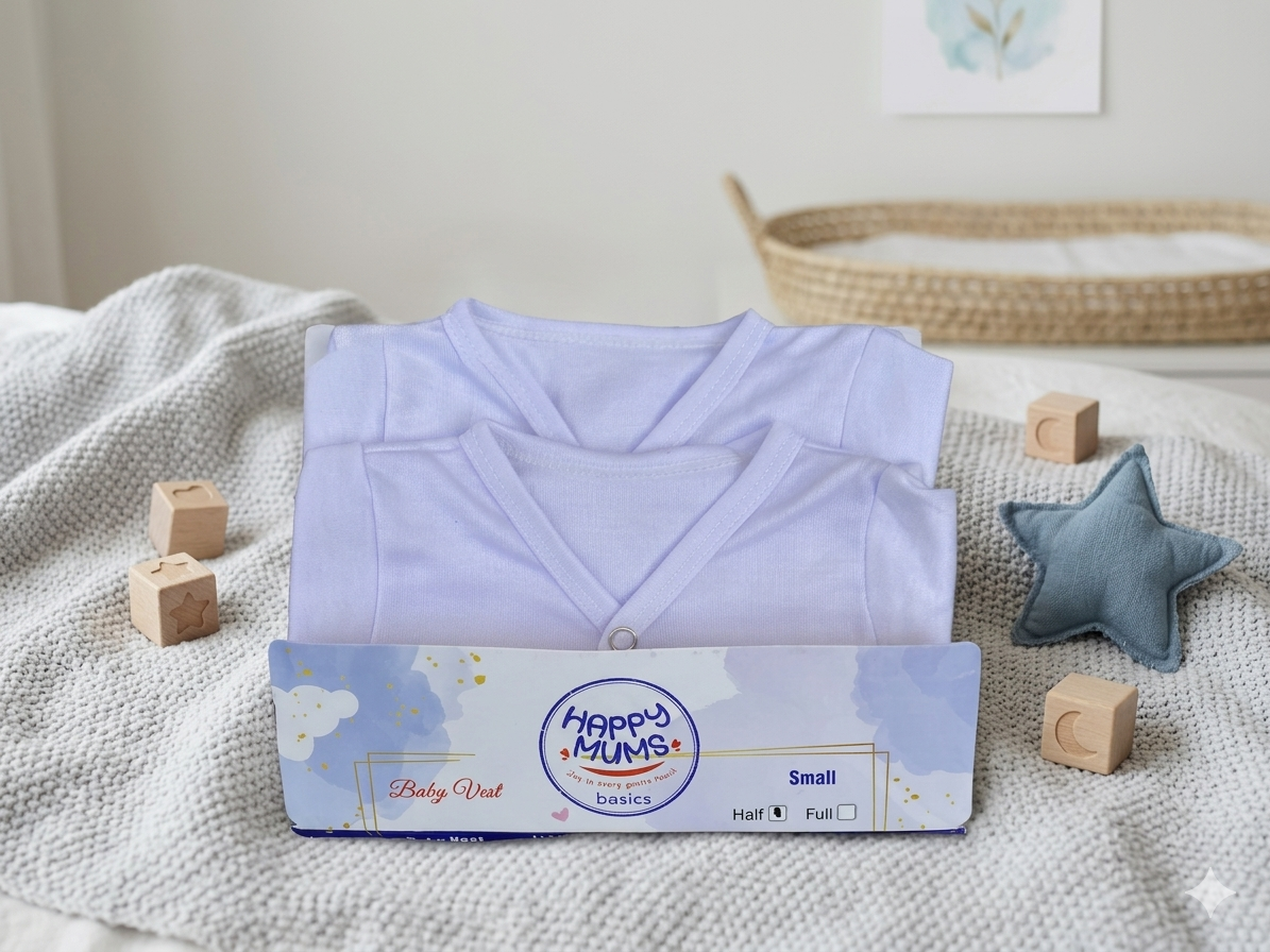 Pure Cotton Baby Vest Trio (Pack of 3) – Essential White Front-Snap Undershirts