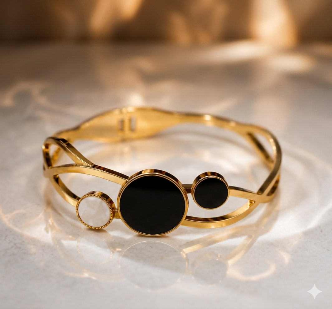 Modern Trio-Circle Statement Bangle | Alifbaay Luxury Minimalist Jewelry