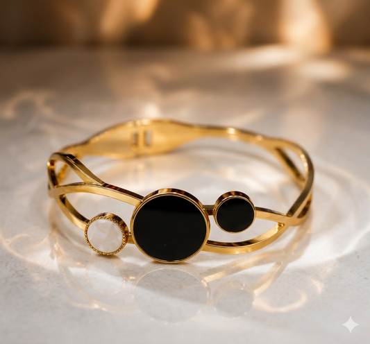 Modern Trio-Circle Statement Bangle | Alifbaay Luxury Minimalist Jewelry