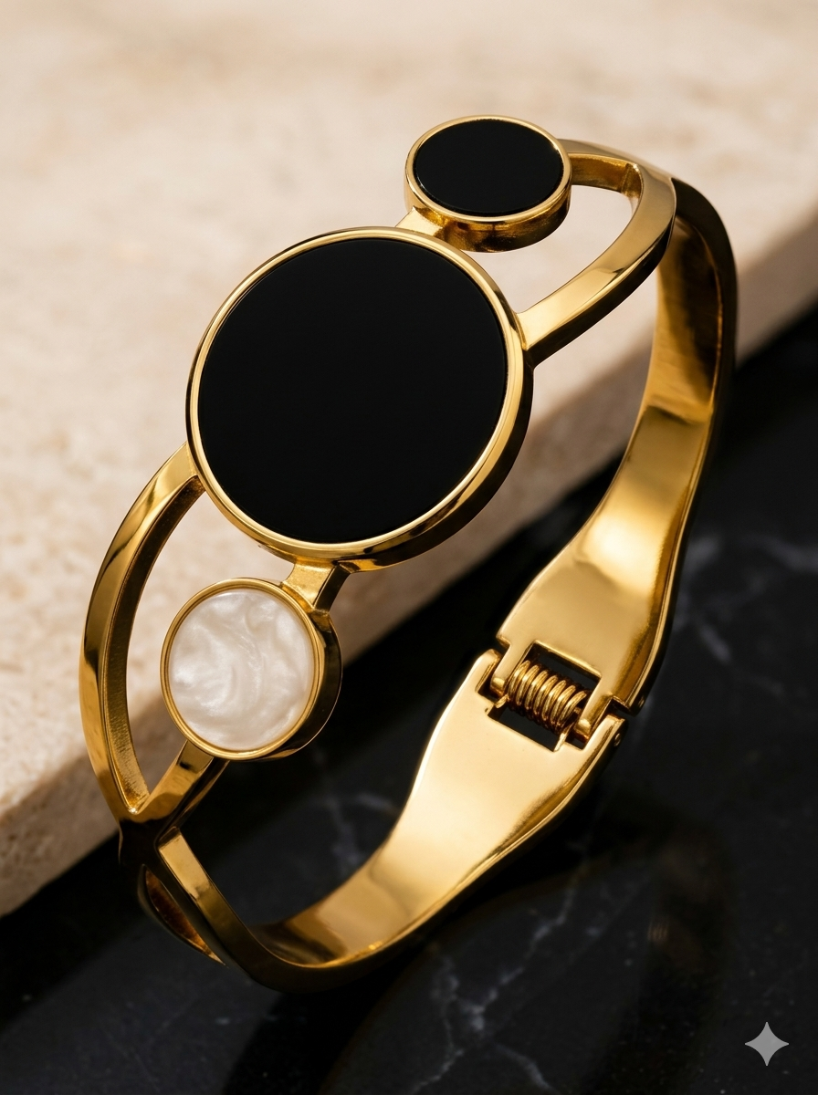 Modern Trio-Circle Statement Bangle | Alifbaay Luxury Minimalist Jewelry
