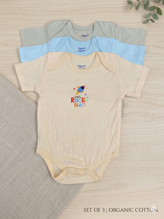 Little Rocket Man – Organic Cotton Baby Onesies （Set of 3）