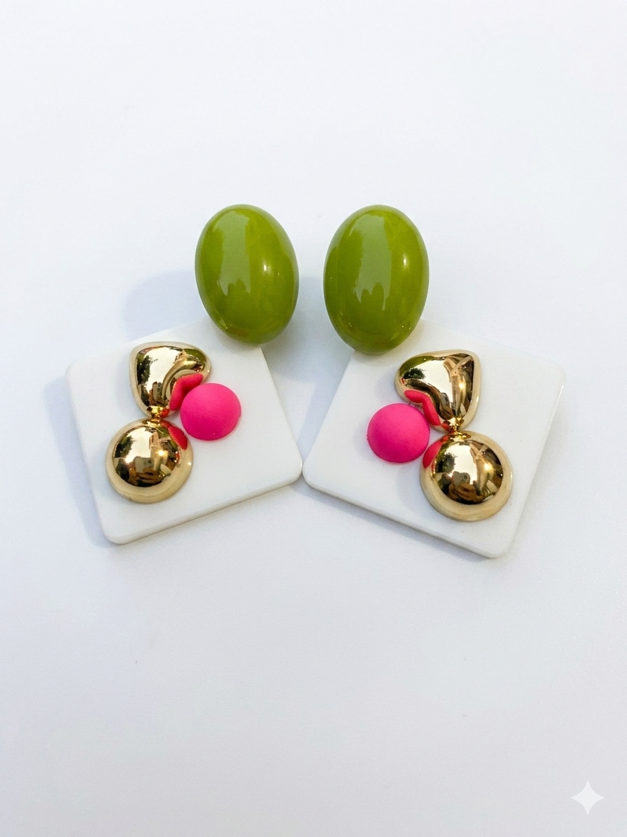 Description: Geometric Charm Statement Earrings