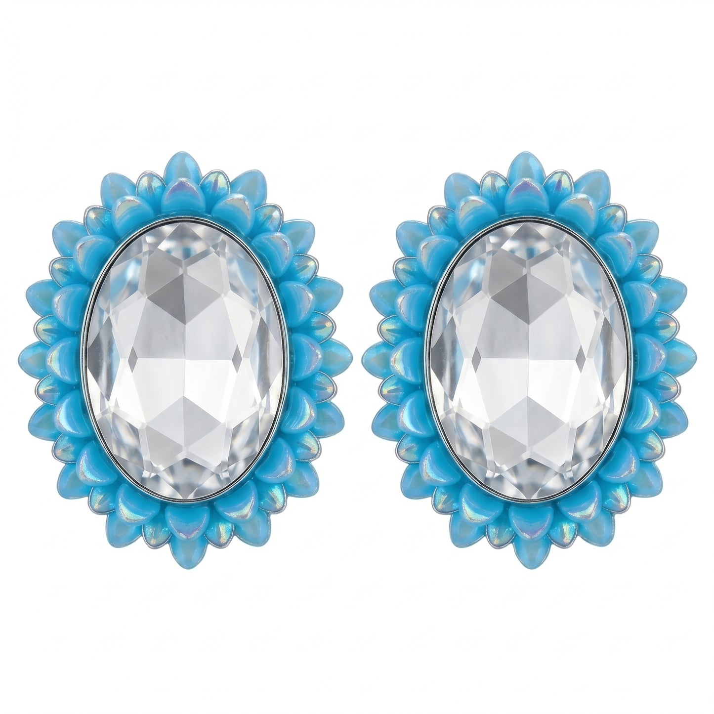 Luxury Blue Crystal Floral Stud Earrings – Elegant Statement Jewelry for Women