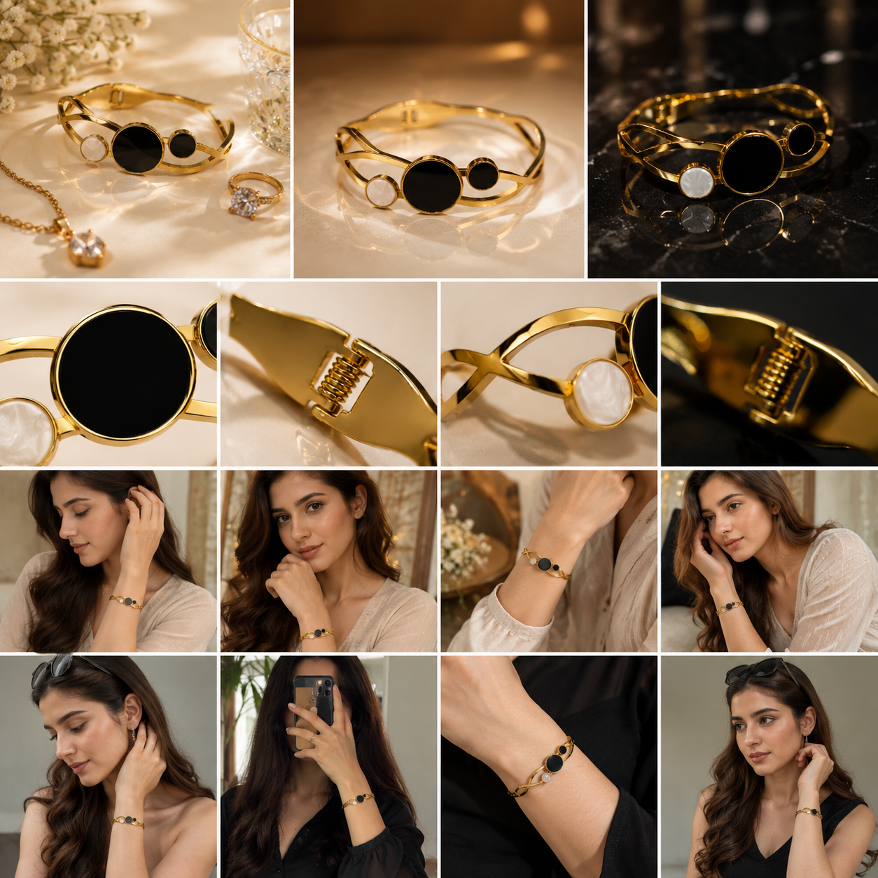 Modern Trio-Circle Statement Bangle | Alifbaay Luxury Minimalist Jewelry