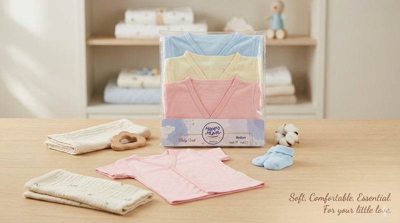 Happy Mums Basics - 3-Pack Wrap-Style Baby Vests
