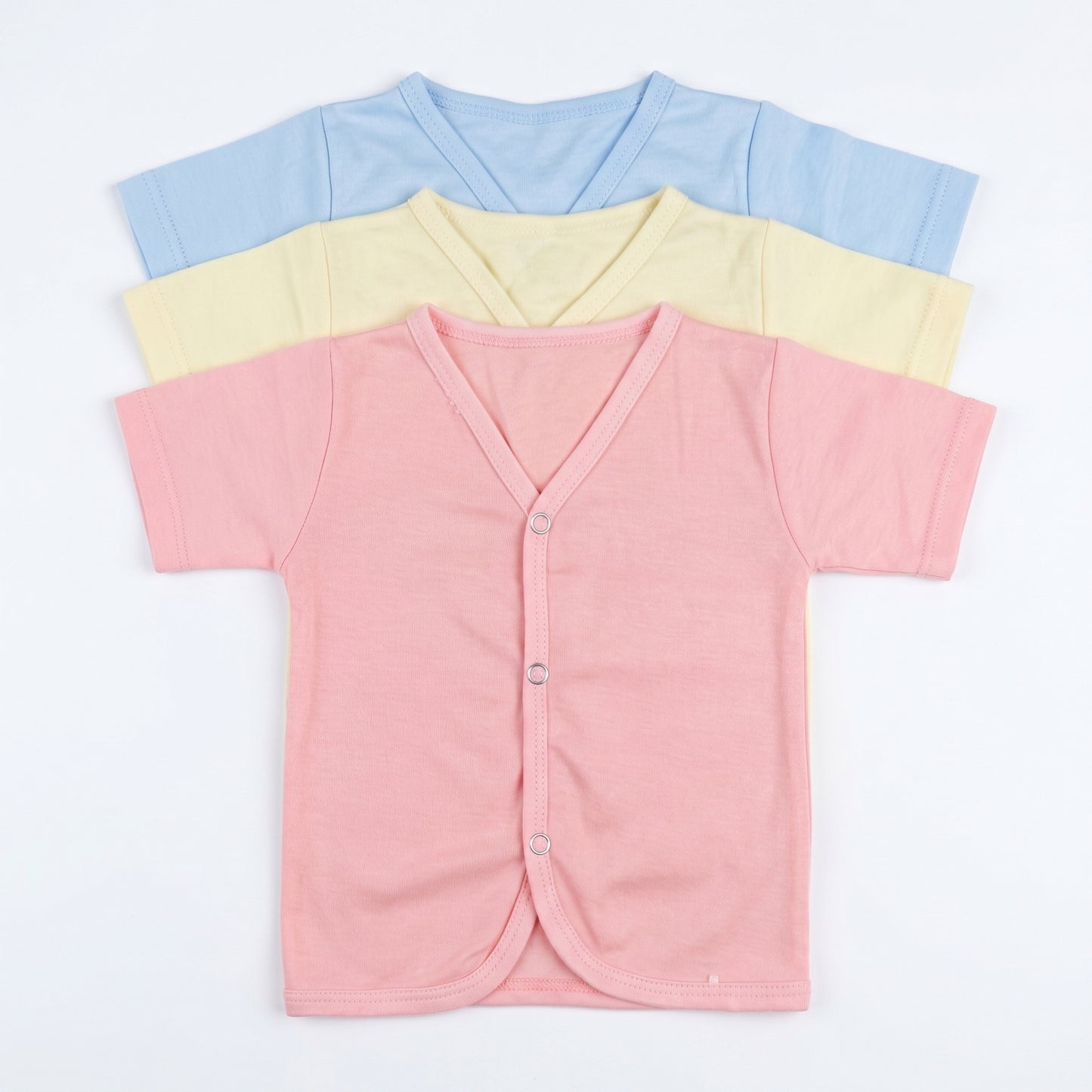 Premium Cotton Baby Vest Trio (Pack of 3) – Ultra-Soft Front-Snap Undershirts