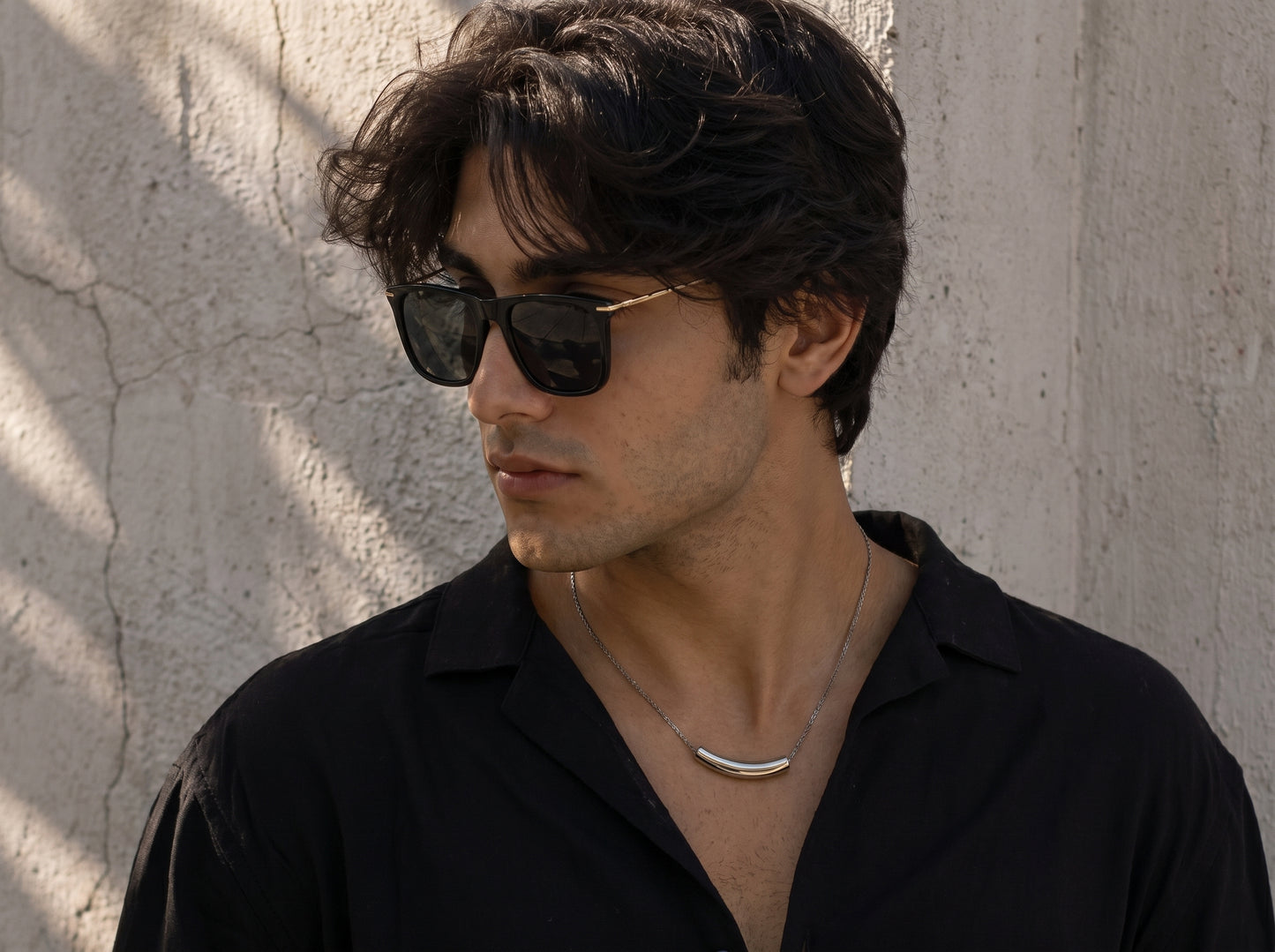 Alifbaay Premium Stainless Steel Curved Tube Necklace