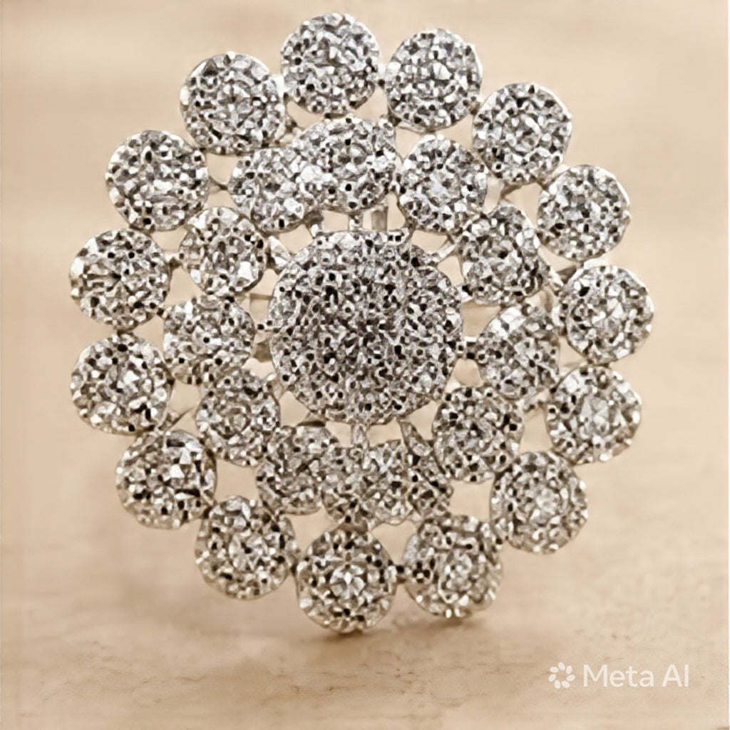 Radiant Cluster Statement Ring | Luxury Crystal Cocktail Ring in Gold & Silver