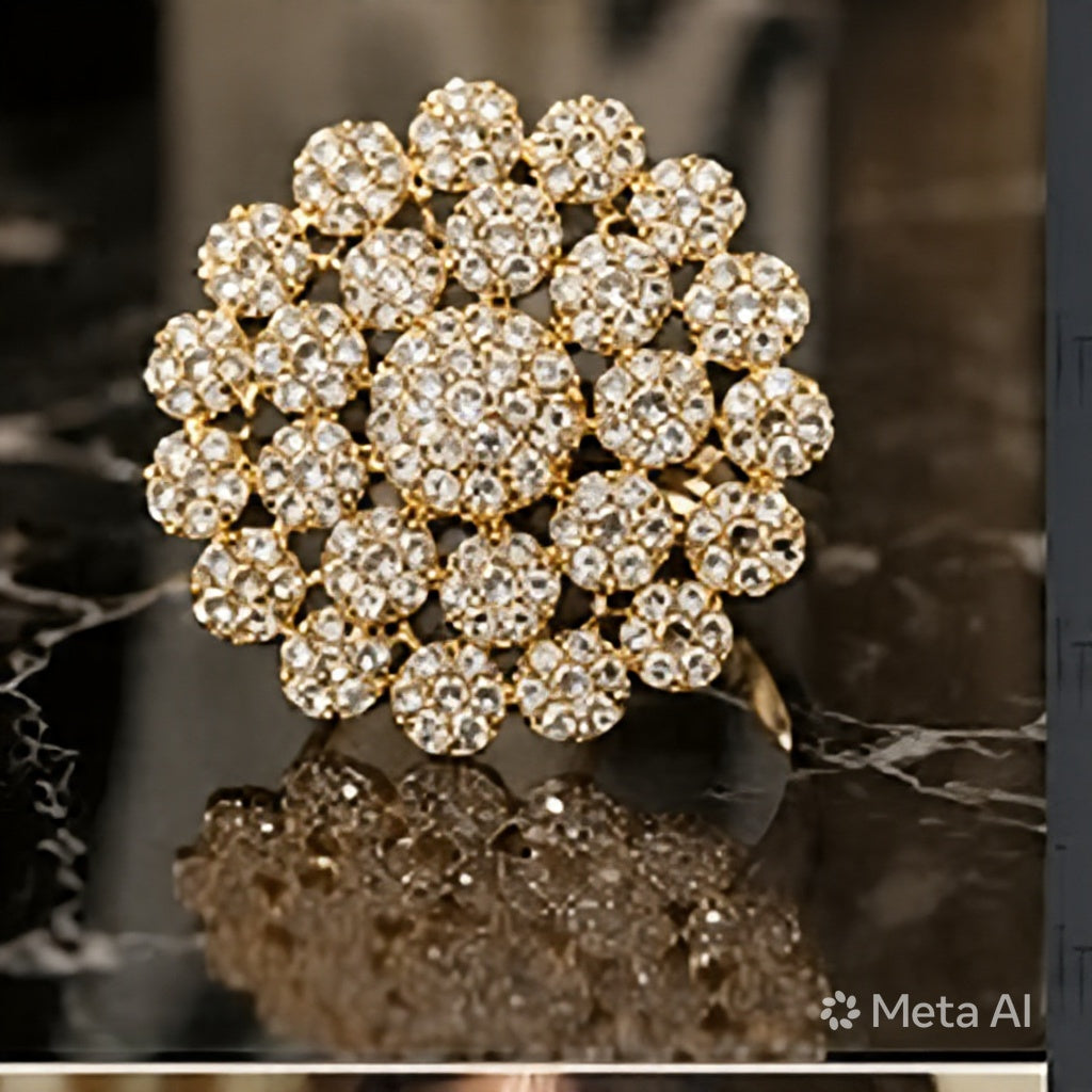 Radiant Cluster Statement Ring | Luxury Crystal Cocktail Ring in Gold & Silver