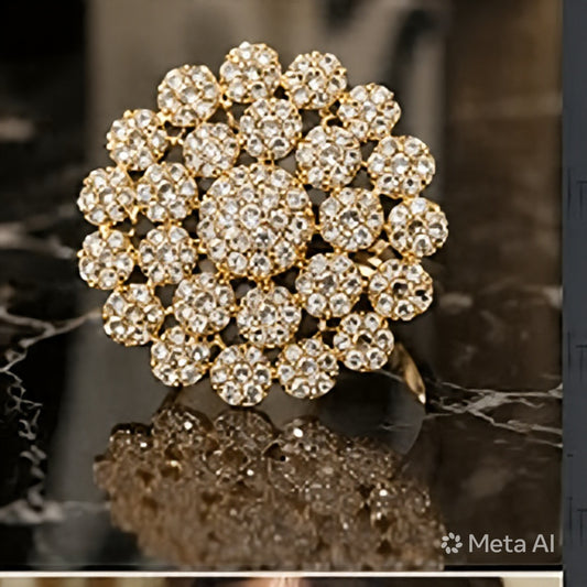 Radiant Cluster Statement Ring | Luxury Crystal Cocktail Ring in Gold & Silver